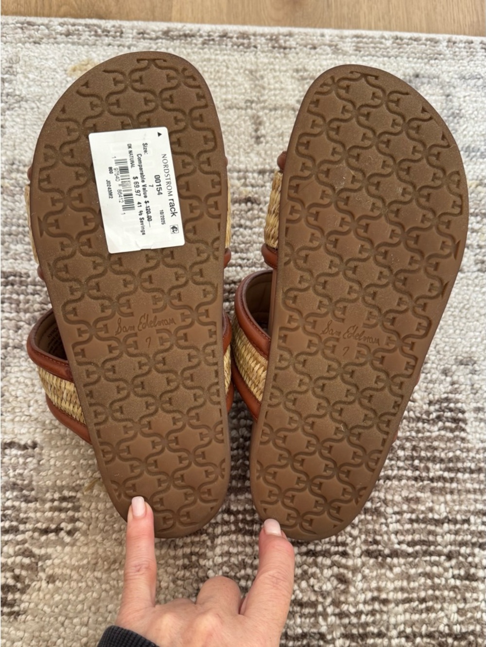 NWOB Sam Edelman Rowan Sandal In Dark Natural / Spiced RU - Picture 9 of 10